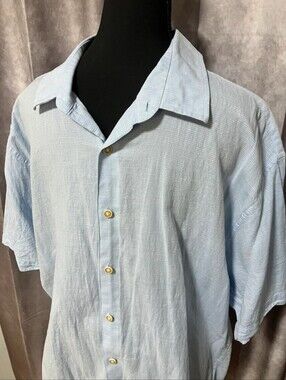 James Campbell Pale Blue Short Sleeve Button-Down Shirt